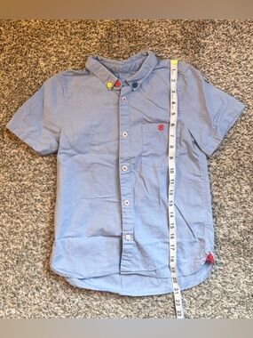 Burberry Light Blue Short-Sleeve Button-Down with Red Accents